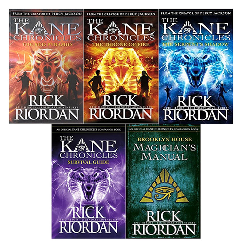 The Kane Chronicles 5 Books Set By Rick Riordan (The Red Pyramid, Throne of Fire, Serpent's Shadow, Survival Guide, Brooklyn House) - The Book Bundle