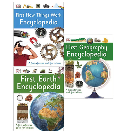 DK First Encyclopedia 3 Books Collection Set (Earth, Geography, How Things Work) - The Book Bundle