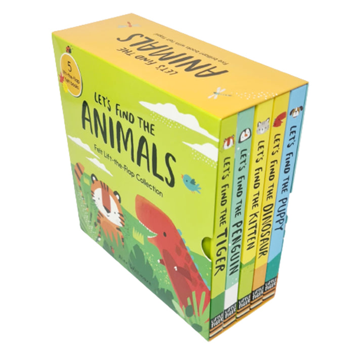 Let's Find The Animals Felt Lift The Flap Collection 5 Books Collection Box Set by Alex Willmore (Puppy, Dinosaur, Kitten, Penguin & Tiger) - The Book Bundle