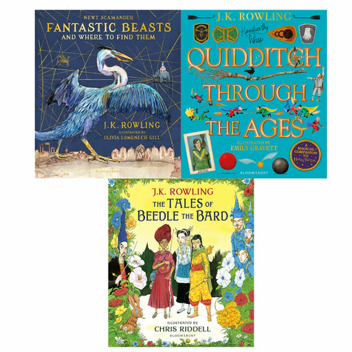 J.K. Rowling 3 Books Set (Fantastic Beasts and Where to Find Them, Quidditch Through the Ages, The Tales of Beedle the Bard) - The Book Bundle