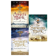 Corvus book set by S. W. Perry featuring The Angel's Mark, The Serpent's Mark, and Saracen's Mark from The Jackdaw Mysteries Series 3.