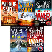 Wilbur Smith Zaffre book set featuring five novels: Ghost Fire, Legacy of War, War Cry, The Tiger’s Prey, and Courtney's War.