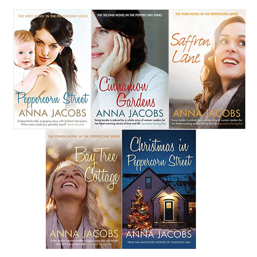 Peppercorn series 5 books set By  Anna Jacobs (Peppercorn Street, Cinnamon Gardens, Saffron Lane, Bay Tree Cottage, Christmas in Peppercorn Street) - The Book Bundle