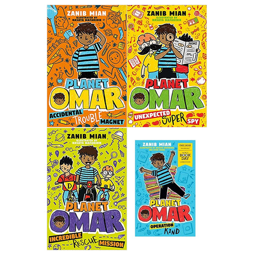 Planet Omar Series 4 Books Collection Set By Zanib Mian (Accidental Trouble,Unexpected Super,Incredible Rescue,Operation Kind) - The Book Bundle