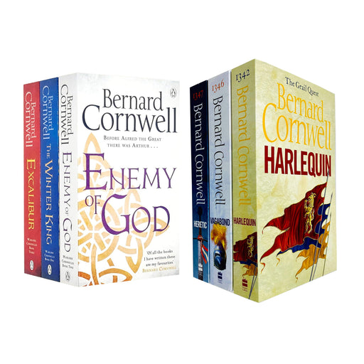 Warlord Chronicles & The Grail Quest  Series 6 Books Collection Set By Bernard Cornwell (Harlequin, Vagabond, Heretic, Enemy of God, Excalibur, King) - The Book Bundle