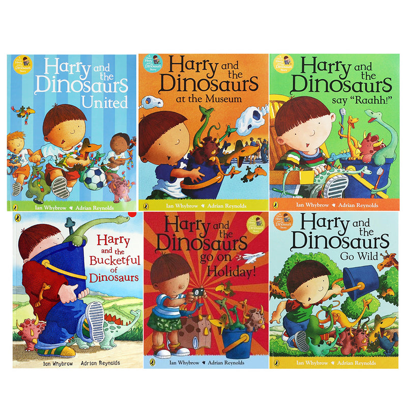Harry and the Dinosaurs Series 6 Books Collection Set by Ian Whybrow(Go Wild, On Holiday, Bucketful of Dinosaurs, Say Raahh, At The Museum & United) - The Book Bundle