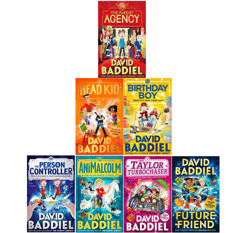 David Baddiel Collection 7 Books Set (Parent Agency, Head Kid, Birthday Boy, The Person Controller, AniMalcolm, Taylor Turbochaser, Future Friend) - The Book Bundle