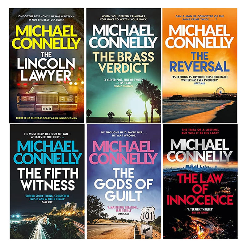 Mickey Haller Series 6 Books Set By  Michael Connelly  (Lincoln Lawyer , Brass Verdict, Reversal, Fifth Witness, Gods of Guilt, Law of Innocence) - The Book Bundle