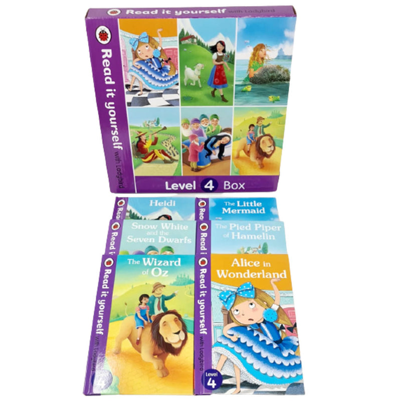 Read it Yourself with Ladybird Level 4: 6 Books Box Set (Heidi, Mermaid, Snow White, Piper, Wizard, Alice) - The Book Bundle