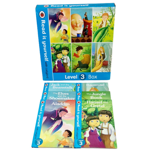 Read it Yourself with Ladybird - Level 3: 6 Books  Box Set (Jack and the Beanstalk,Rapunzel,Elves,Jungle,Aladdin,Hansel) - The Book Bundle