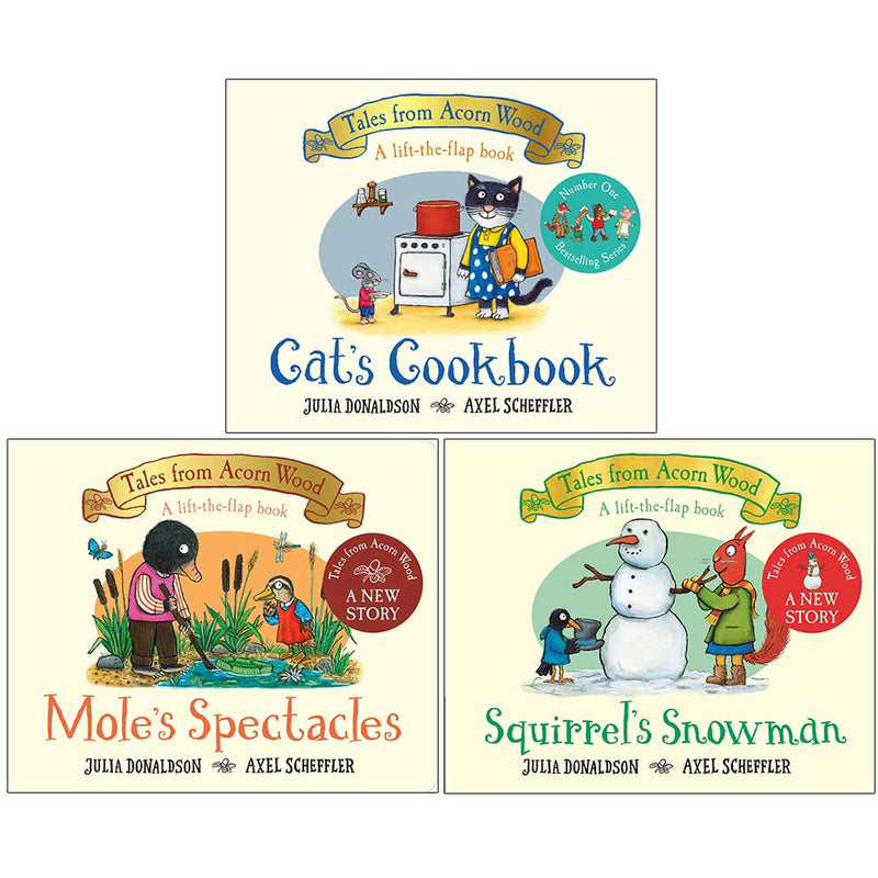 Julia Donaldson Tales From Acorn Wood book set featuring colorful illustrated covers from the Macmillan Children's Books collection.