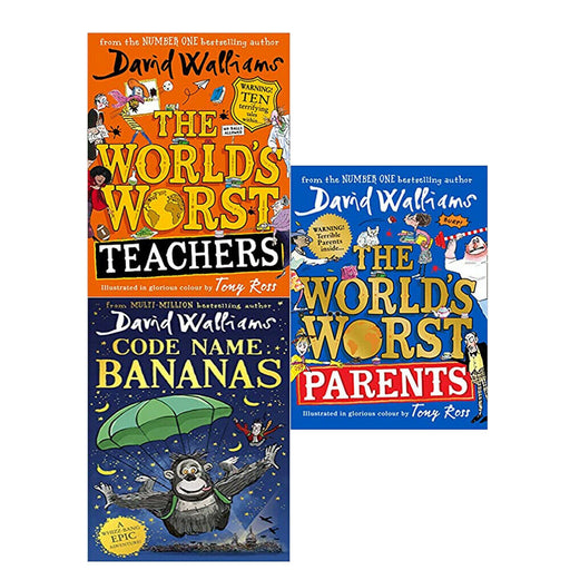 David Walliams 3 Books Collection Set The World’s Worst Teachers,Parents,Code - The Book Bundle