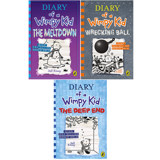 Diary of a Wimpy Kid ( Meltdown, Wrecking Ball And Deep End ) 3 Books Collection Set - The Book Bundle