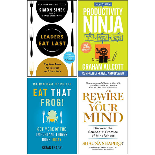 Leaders Eat Last, How to be a Productivity Ninja, Eat That Frog, Rewire Your Mind 4 Books Collection Set - The Book Bundle