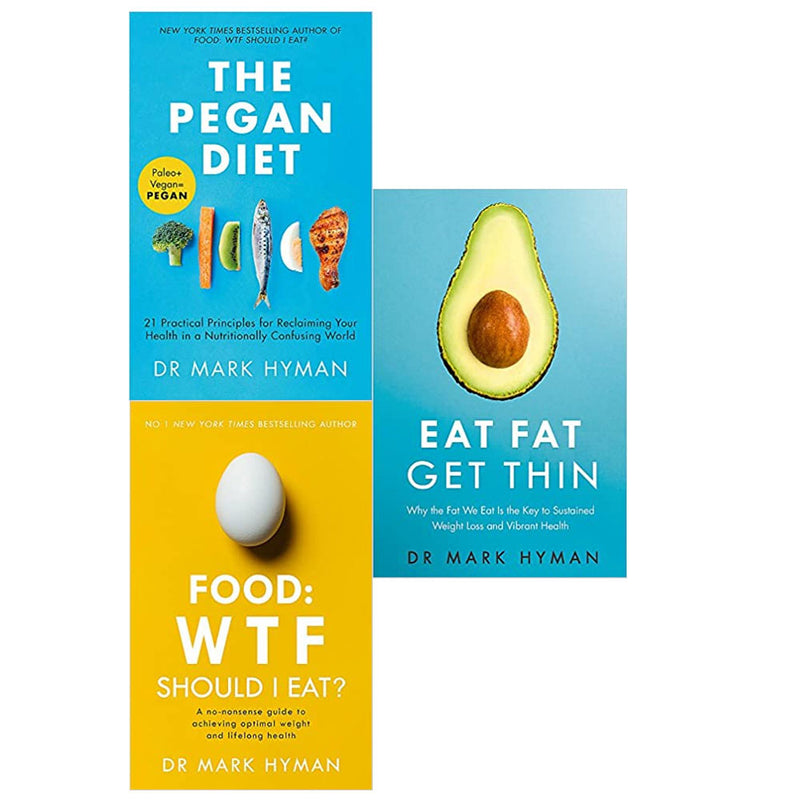Mark Hyman 3 Books Collection Set (The Pegan Diet, Food: WTF Should I Eat?, Eat Fat Get Thin) - The Book Bundle