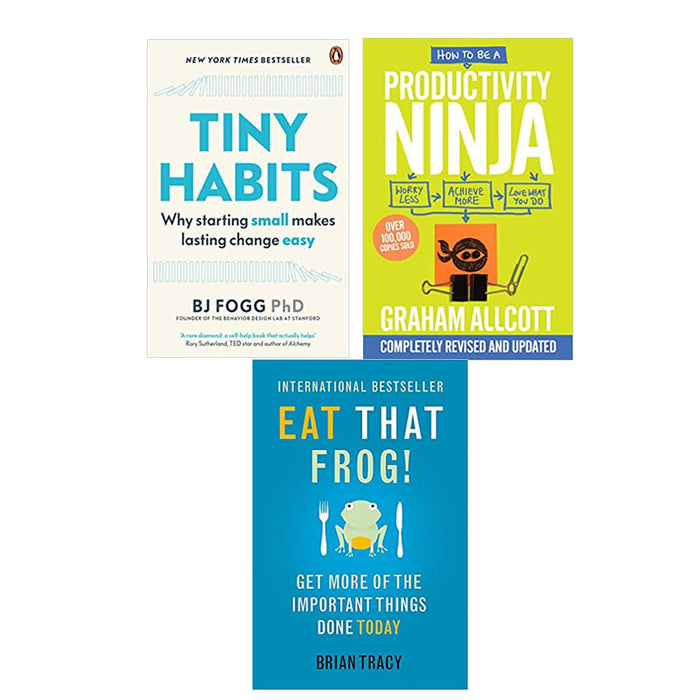 Tiny Habits,How to be a Productivity Ninja,Eat That Frog! 3 Book Collection Set - The Book Bundle