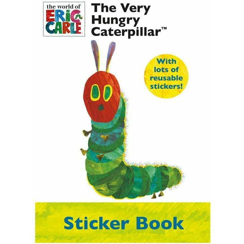 A4 size The Very Hungry Caterpillar sticker book by The Book Bundle featuring colorful illustrations of the caterpillar and other characters.