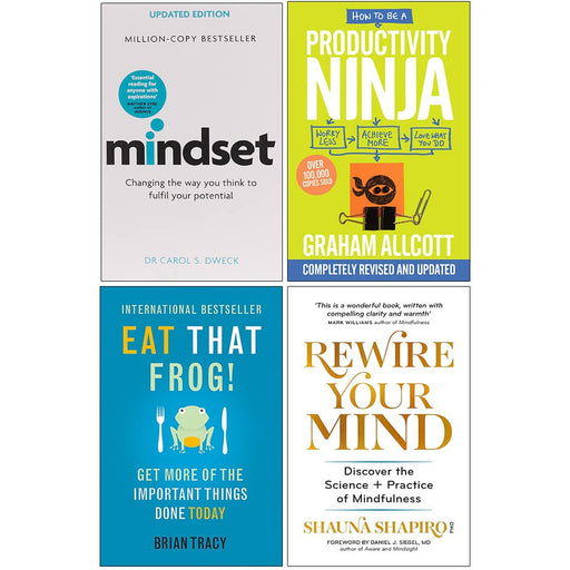 Mindset, How To Be A Productivity Ninja, Eat That Frog, Rewire Your Mind 4 Books Collection Set - The Book Bundle