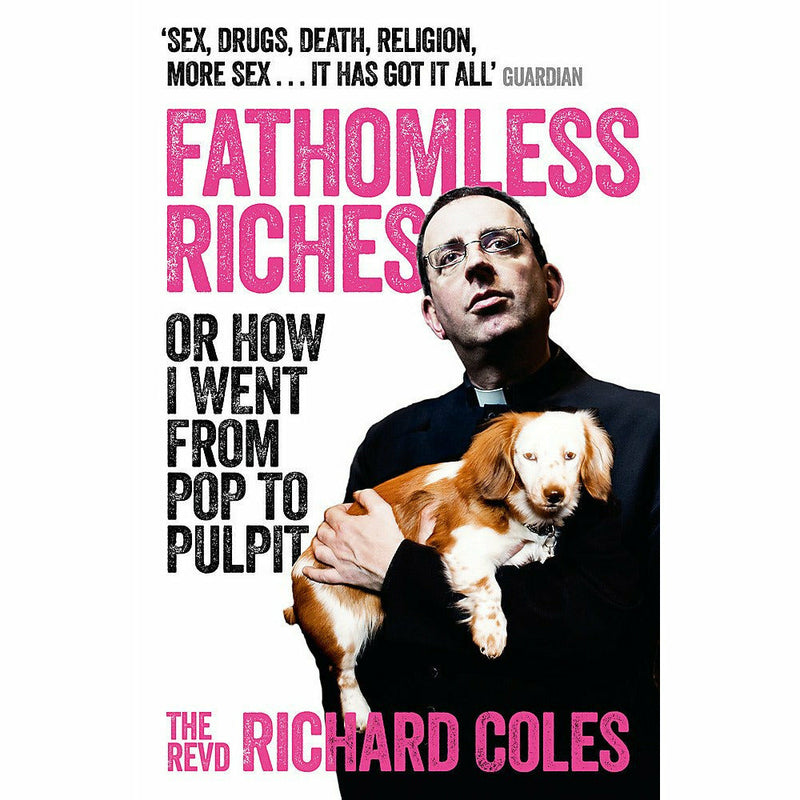 Book cover image of "Fathomless Riches" by Reverend Richard Coles, featuring a colorful abstract background and title text.