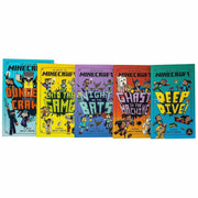 Minecraft Into the Game The Woodsword Chronicles collection of 5 books by Egmont Ltd, featuring colorful covers and Minecraft characters.