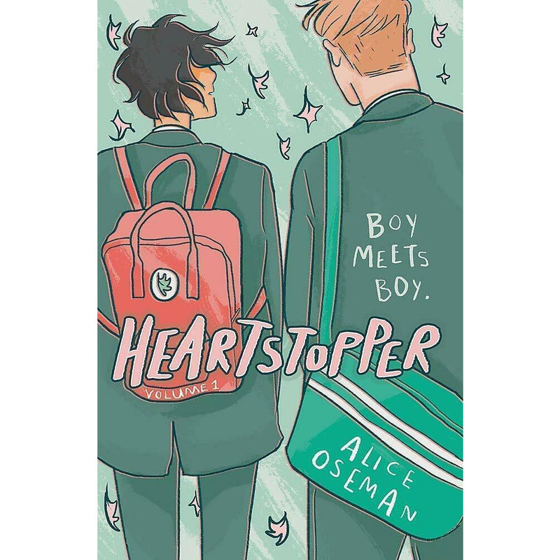 Set of four Heartstopper series volumes 1-4 by Alice Oseman, Hodder books collection featuring colorful cover art.