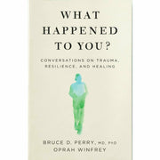 Set of two books, "Boy Who Was Raised as a Dog" and "What Happened to You," by Dr. Bruce Perry and Maia Szalavitz, with blue and white covers.