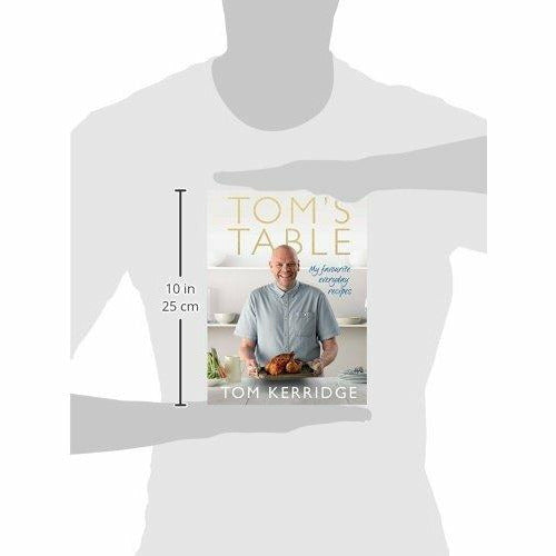 Hardcover of Tom Kerridge's "Tom's Table: My Favourite Everyday Recipes" with a stylish cover design.