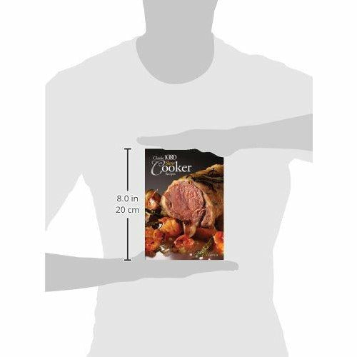 Paperback cookbook featuring classic 1000 slow cooker recipes by Sue Spliter, with vibrant cover and recipe illustrations.