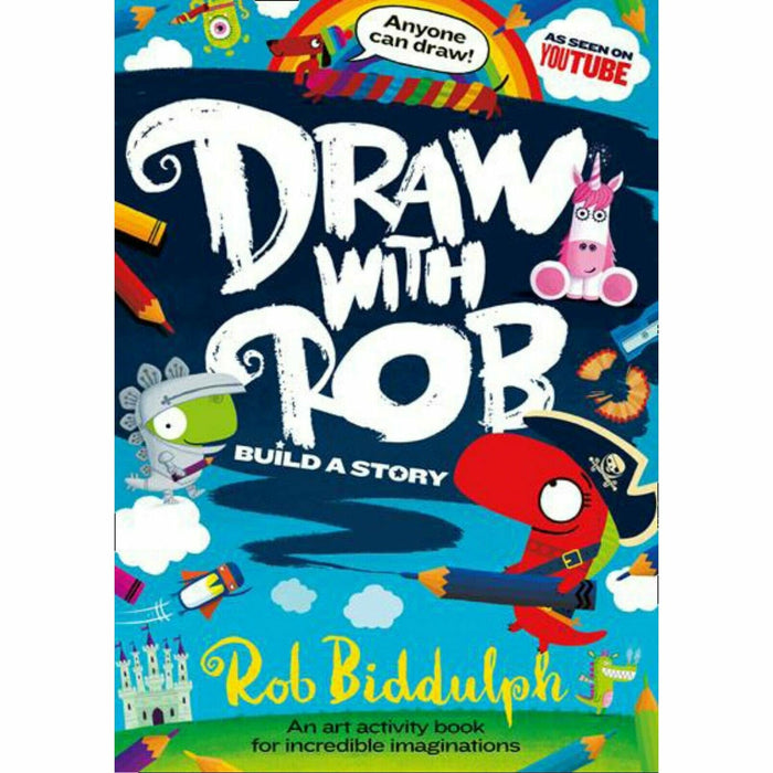 Draw With Rob Biddulph 3 books collection Set Build a Story, Rob at Christma - The Book Bundle
