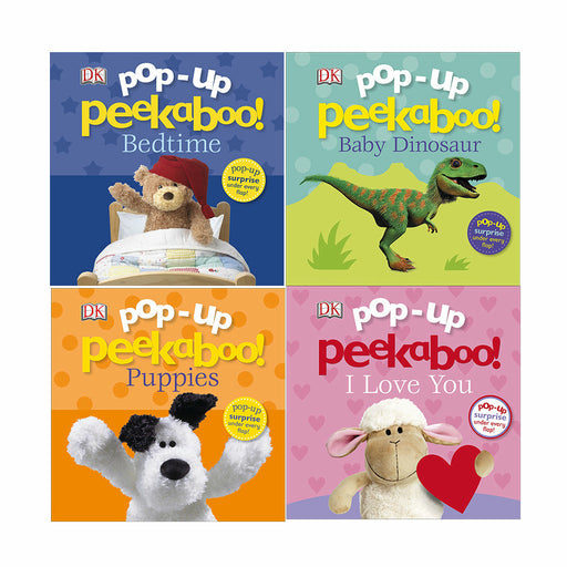 Pop-Up Peekaboo! 4 Books Collection Set By DK (Puppies, Baby Dinosaur, Bedtime) - The Book Bundle