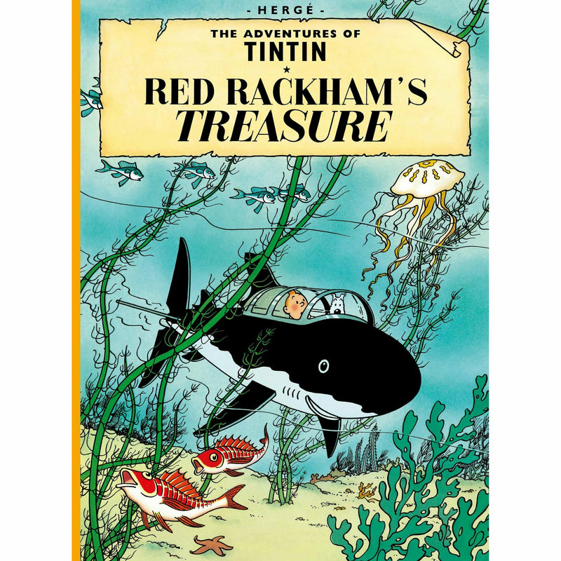 Red Rackham's Treasure book by Egmont from the Adventures of Tintin series, featuring colorful cover art with Tintin and pirates.