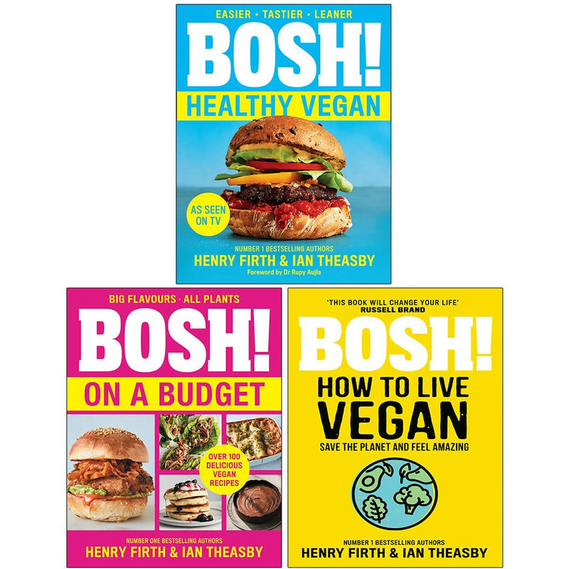 BOSH Healthy Vegan, BOSH on a Budget, BOSH How to Live Vegan By Henry Firth & Ian Theasby 3 Books Collection Set - The Book Bundle