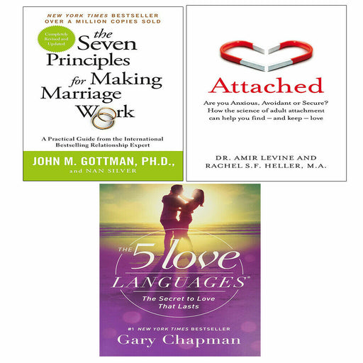 Seven Principles Making Marriage Work,Attached,5 Love Languages 3 Books Set NEW - The Book Bundle