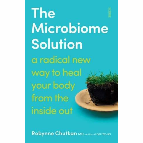 Paperback of The Microbiome Solution book by Robynne Chutkan, featuring the cover with title and author's name.