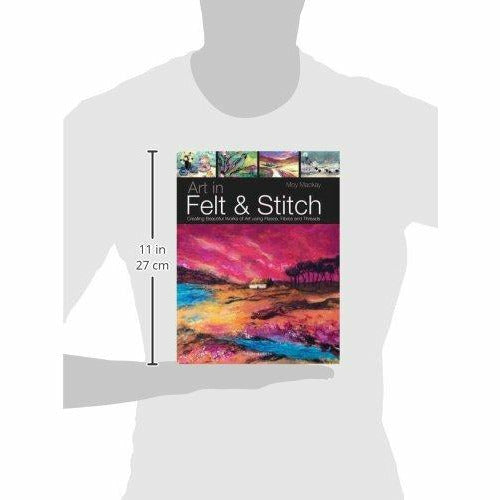 Paperback book titled "Art in Felt and Stitch" by Moy Mackay, featuring felt art techniques and craft illustrations.