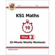 Year 2 New KS1 Maths 10-Minute Weekly Workouts 3 Books Collection Set Includes Answers By CGP - The Book Bundle