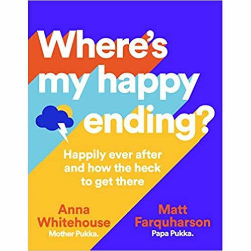 Blue hardcover of "Where's My Happy Ending?" by Anna Whitehouse & Matt F, featuring a bluebird illustration on the cover.