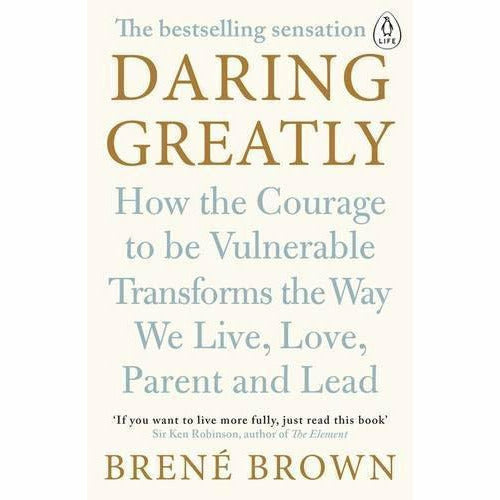 Set of four non-fiction books by Vicki Edgson, Natasha Corrett, and Brené Brown, featuring covers of "Daring Greatly," "Rising Strong," and more.