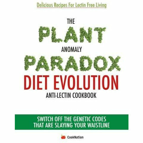Paperback copy of The Plant Anomaly Paradox Diet Evolution Anti-Lectin Cookbook by Iota Publishing, featuring vibrant plant-based recipe images.