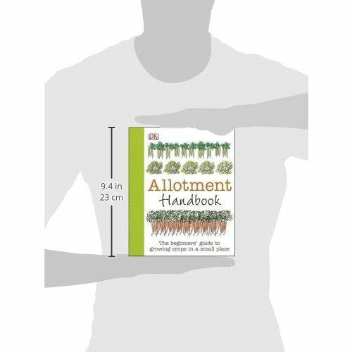 Hardback DK Allotment Handbook featuring gardening tips and images, ideal for amateur gardeners and allotment enthusiasts.
