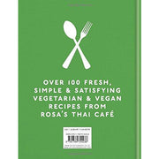 Hardcover of Rosa's Thai Cafe: The Vegetarian Cookbook by Saiphin Moore, featuring colorful Thai dishes on the cover.