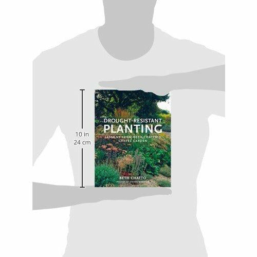 Paperback book cover of "Drought-Resistant Planting" by Beth Chatto and Steven Wooster, featuring a gravel garden scene.