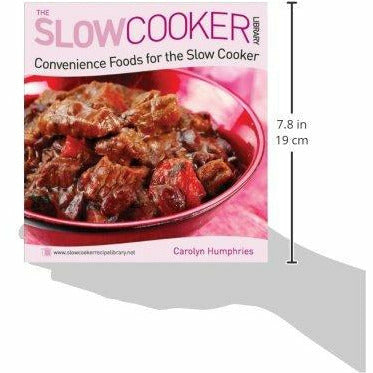 Paperback cookbook titled "Slow Cooker Library" by Carolyn Humphries, featuring convenience recipes for slow cooker meals.