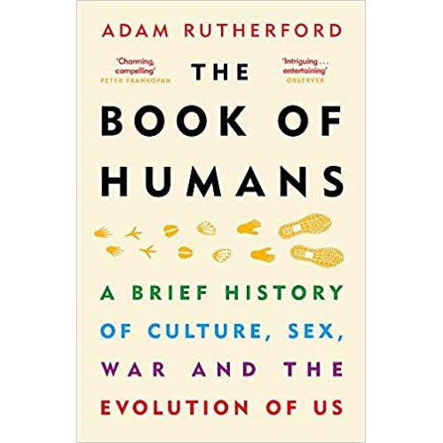 Paperback of The Book of Humans by Adam Rutherford, a non-fiction book exploring human history, culture, sex, and evolution.