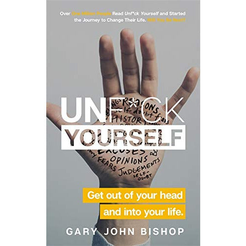 Yellow Kite paperback book titled "Unf*ck Yourself" by Gary John Bishop, featuring a bright yellow cover with bold text.