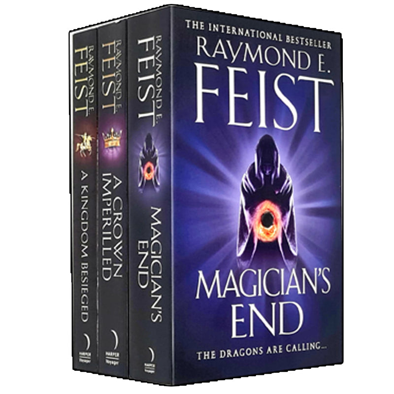 Four-book collection of The Chaoswar Saga by Raymond E. Feist, Harper Voyager edition, featuring fantasy novel covers.