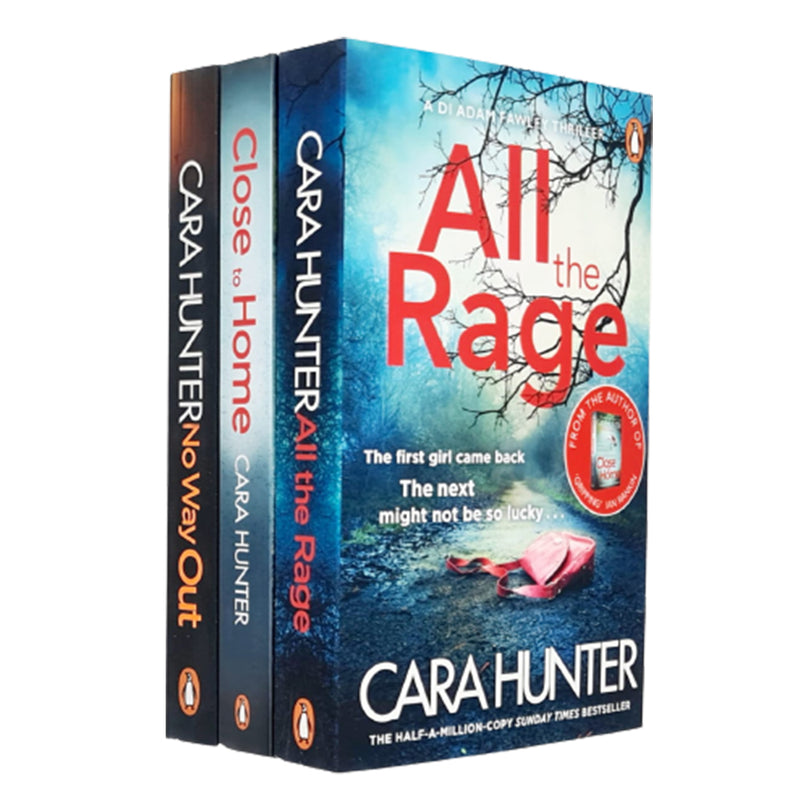 Set of four Penguin books by Cara Hunter including No Way Out, In The Dark, and All the Rage from the Cara Hunter collection.