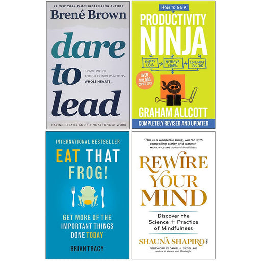Dare to Lead, How to be a Productivity Ninja, Eat That Frog, Rewire Your Mind 4 Books Collection Set - The Book Bundle
