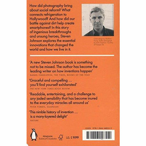 Paperback copy of "How We Got to Now" by Steven Johnson, a non-fiction book on innovations shaping the modern world.