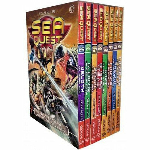 Sea Quest Series 5-8 book collection by Adam Blade, paperback fiction set with colorful cover art, includes eight adventure books.